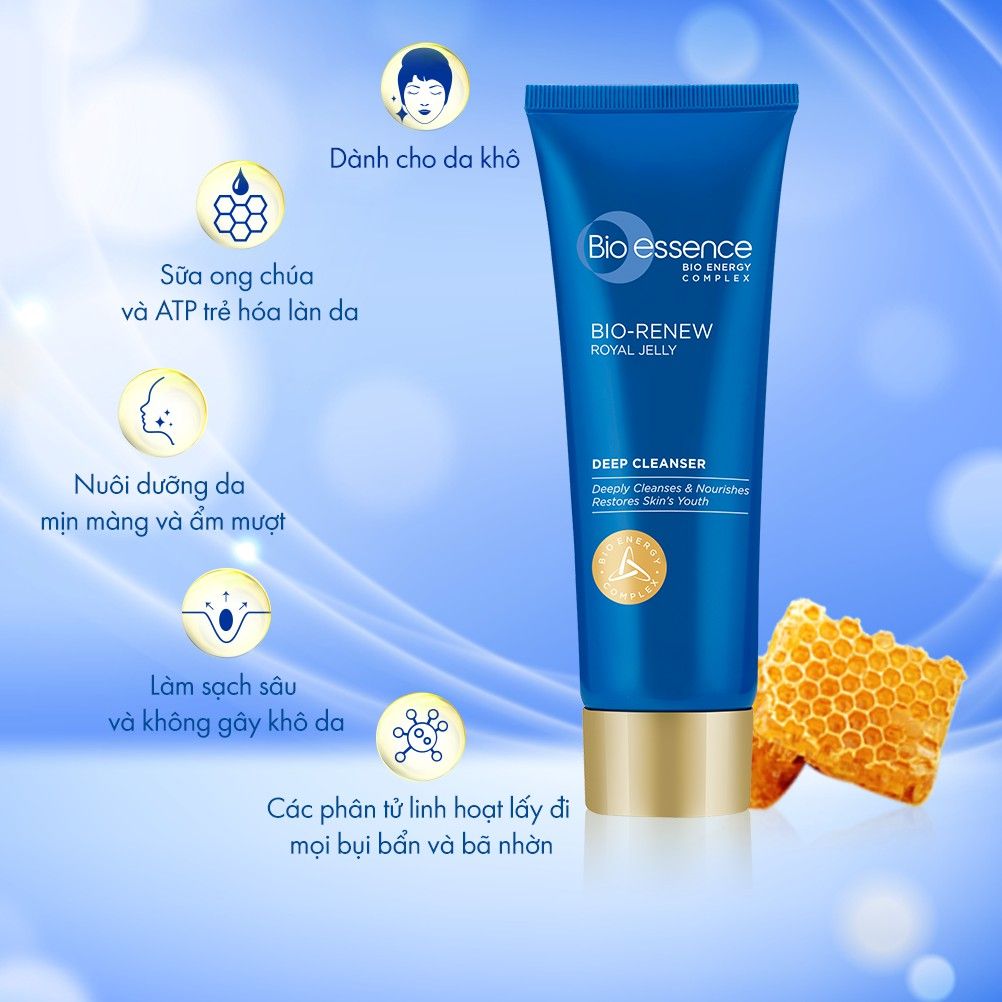 Sữa Rửa Mặt Bio-essence Dưỡng Ẩm Dành Cho Da Khô Bio-Renew Deep Cleanser 100g