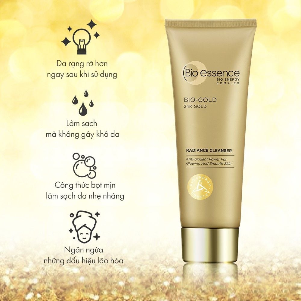 Sữa Rửa Mặt Bio-essence Ngừa Lão Hóa Chiết Xuất Vàng 24KBio-Gold Radiance Cleanser 100g
