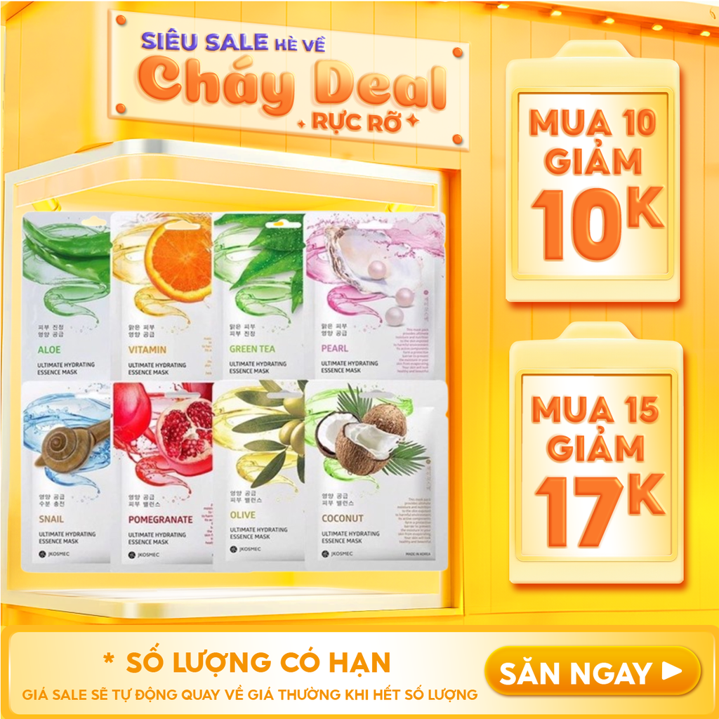 [9 mùi] Mặt Nạ Jkosmec Tinh Chất Cấp Ẩm Chuyên Sâu Ultimate Hydrating Essence Mask 25ml