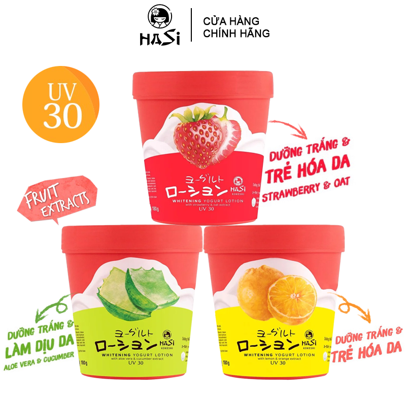 [180g] Sữa Dưỡng Thể Hasi Hỗ Trợ Dưỡng Trắng Da Whitening Yogurt Lotion UV30 #DÂU TÂY VÀ YẾN MẠCH