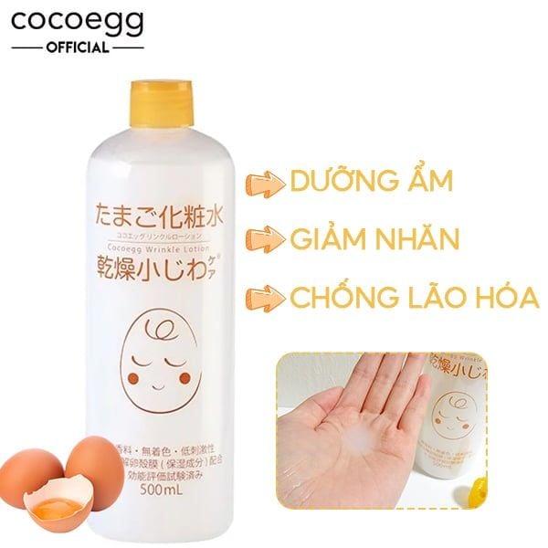 Nước Hoa Hồng Chống Lão Hóa Giúp Ngăn Ngừa Nếp Nhăn Từ Màng Vỏ Trứng Cocoegg Wrinkle Lotion 500ml