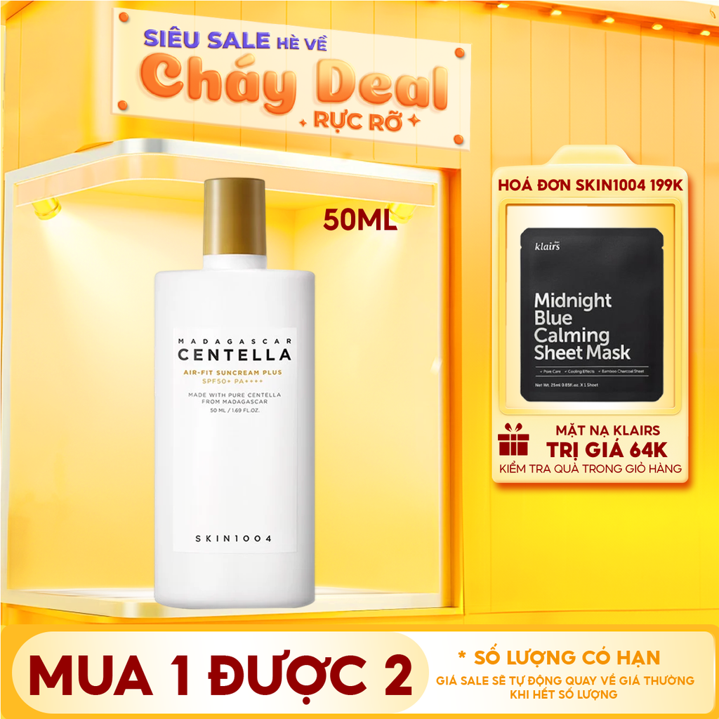 Kem Chống Nắng Skin1004 Lành Tính Dành Cho Da Nhạy Cảm Madagascar Centella Air-Fit Suncream Plus SPF50+ PA++++ 50ml