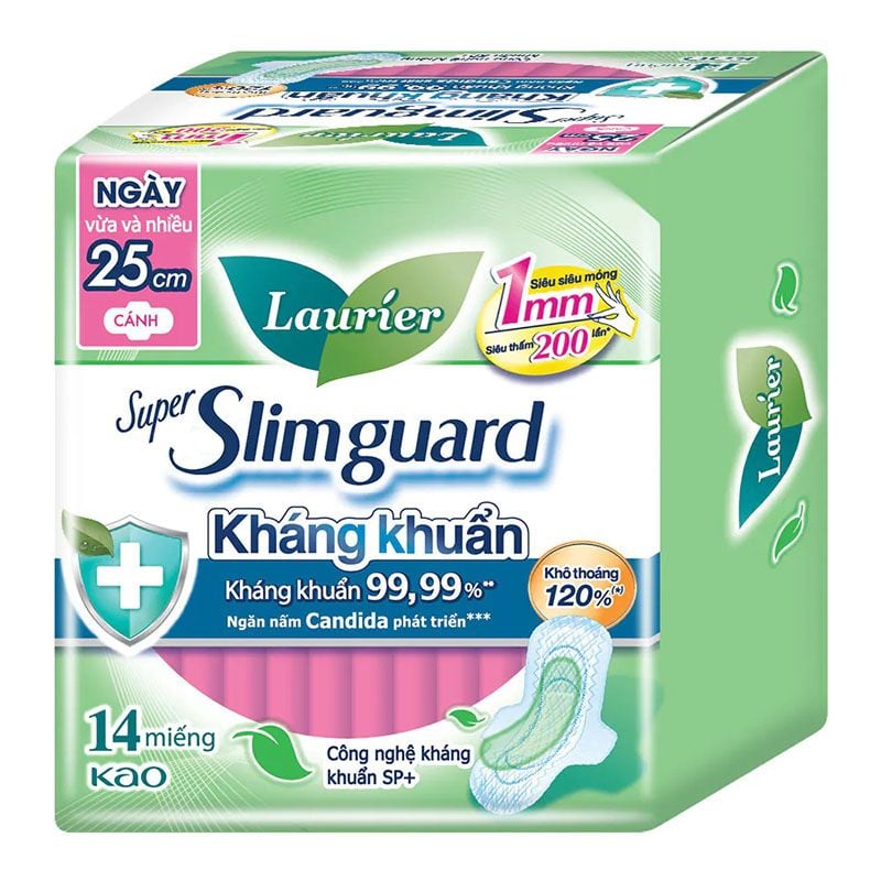 Băng Vệ Sinh Siêu Mỏng Kháng Khuẩn Laurier Super Slimguard 25cm - 14 Miếng (Che tên sản phẩm khi giao hàng)