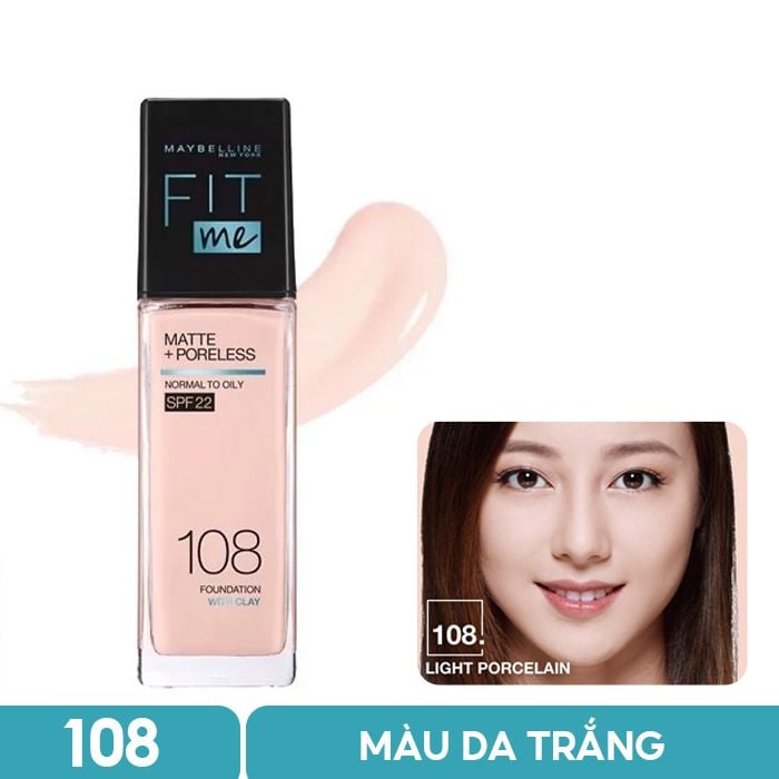 Kem Nền Maybelline Kiềm Dầu, Cho Lớp Nền Mịn Lì Tự Nhiên Fit Me Matte Poreless Foundation 30ml