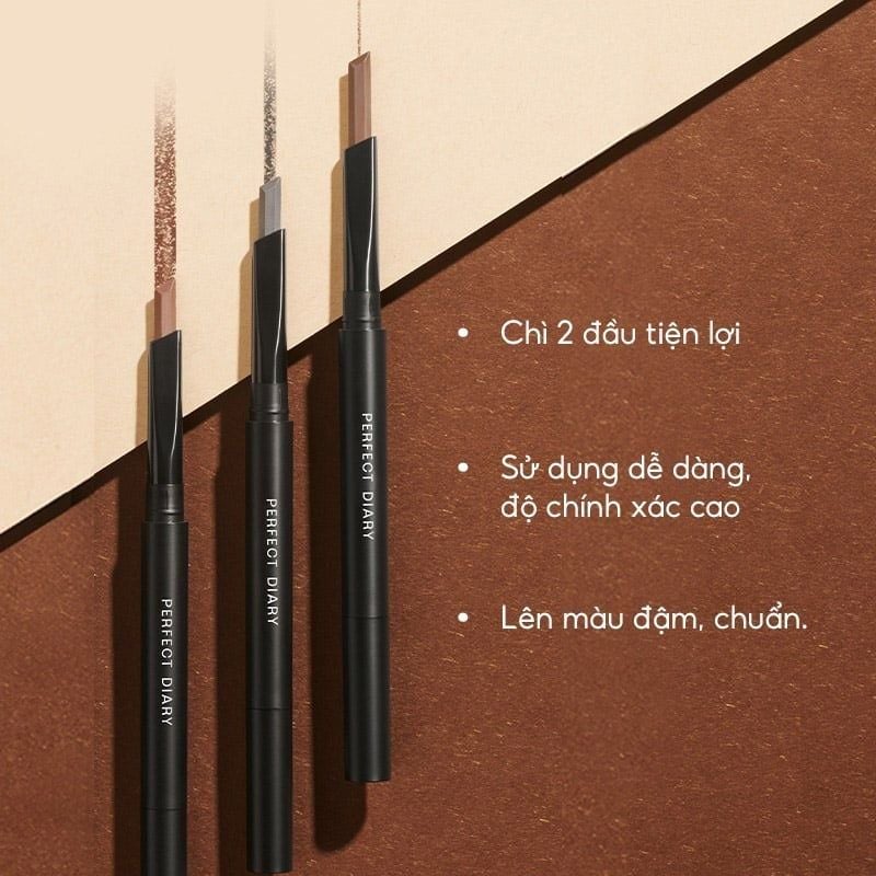 Chì Kẻ Mày Hai Đầu, Chống Thấm Nước Perfect Diary Dual- Ended Hexagonal Chiseled Eyebrow Pencil 0.28g