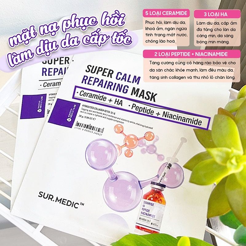 Mặt Nạ Phục Hồi, Làm Dịu Da Cấp Tốc Sur.Medic+ Super Calm Repairing Mask 28g
