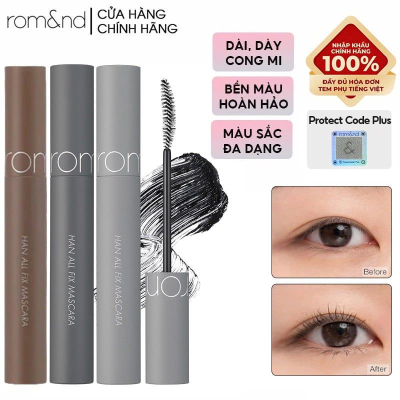 Mascara Chuốt Mi Siêu Dài Và Cong Mi Tự Nhiên, Chống Trôi Hiệu Quả Romand Han All Fix Mascara - Han All Line 7g