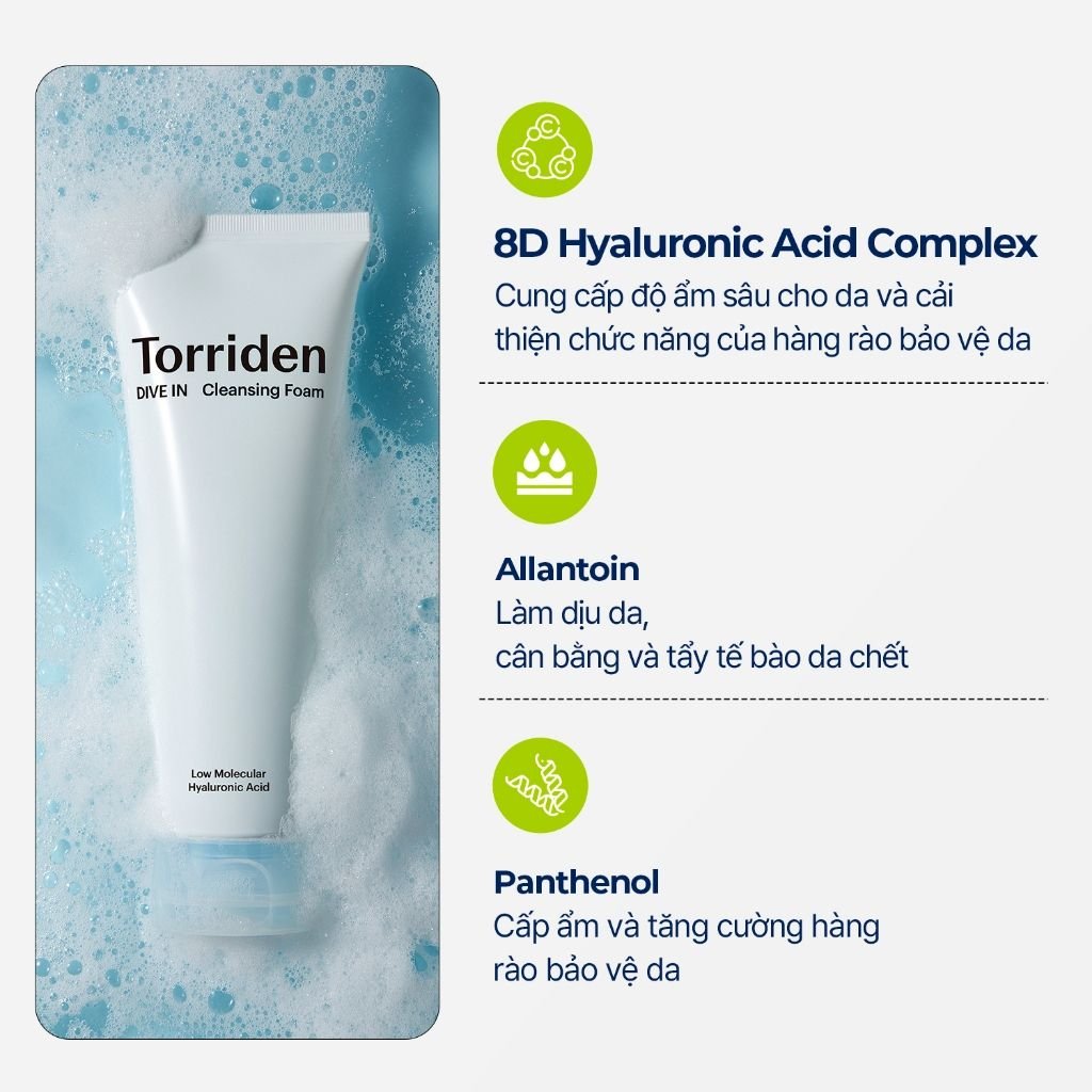 Sữa Rửa Mặt Tạo Bọt Torriden Dưỡng Ẩm Da Dive In Cleansing Foam 150ml