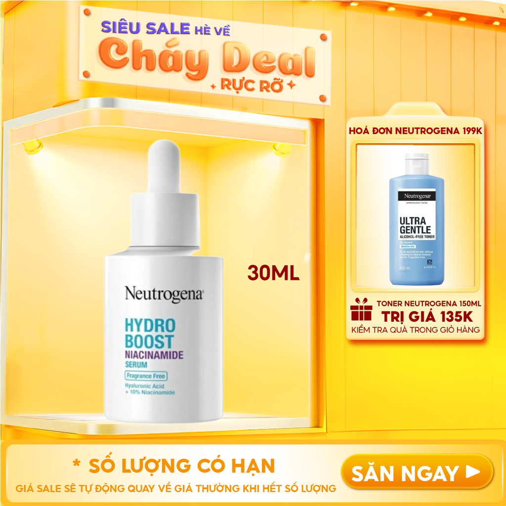 Serum Neutrogena Dưỡng Ẩm, Hỗ Trợ Dưỡng Sáng Da Hydro Boost Niacinamide Serum 30ml