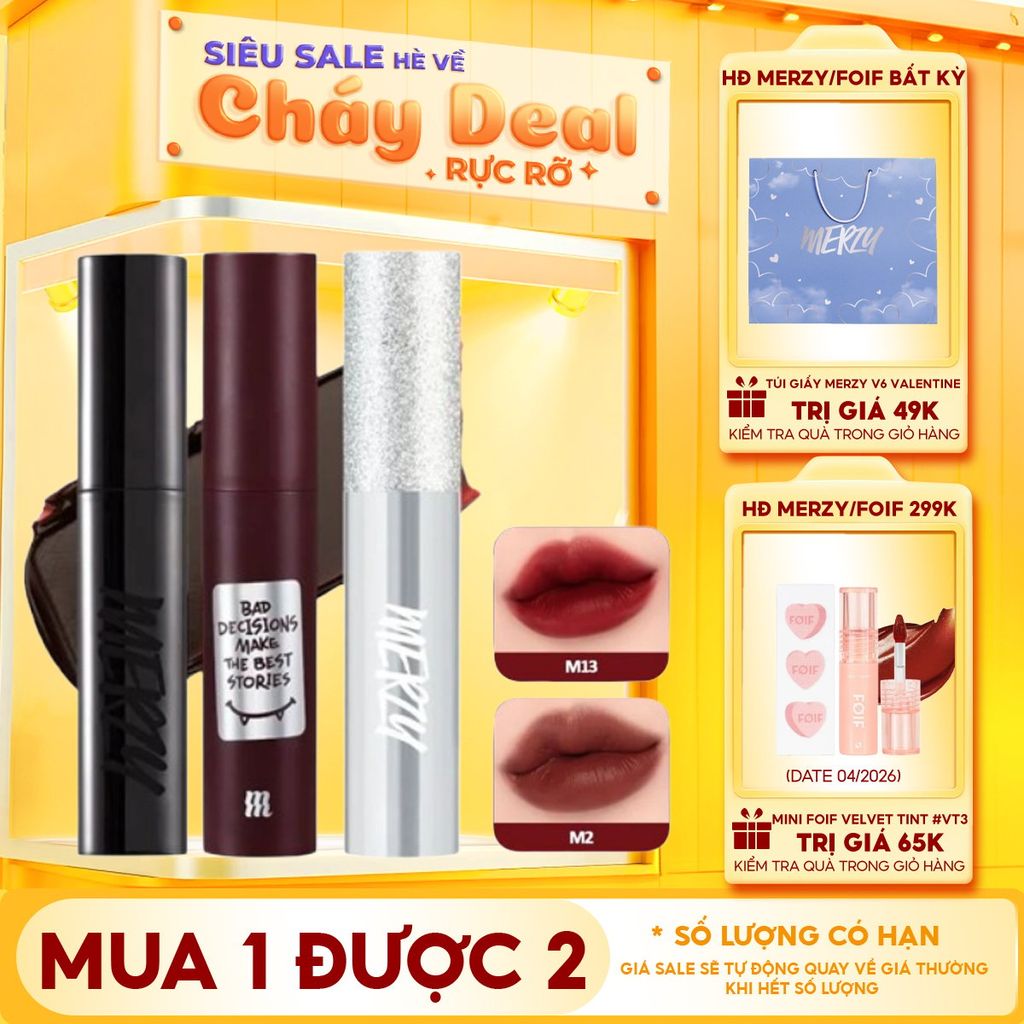 [Merzy Glam M13 Vỏ Bạc] Son Kem Siêu Lì, Mịn Môi Merzy Noir In The Mellow Tint