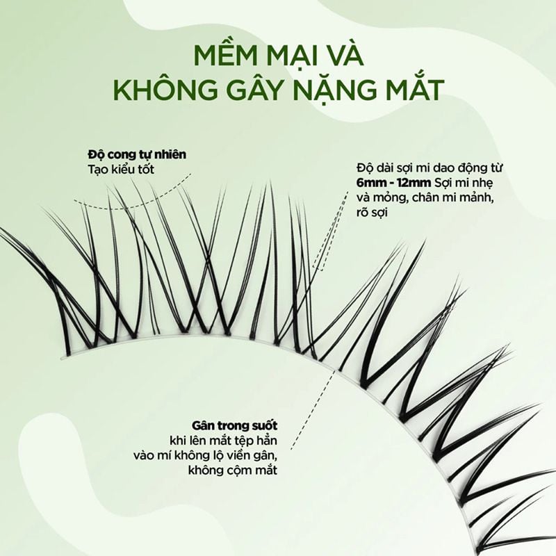 Lông Mi Giả Gân Trong Mềm Mại, Không Gây Nặng Mắt Vacosi Zero Band Eyelashes VM28 (4 Cặp/Hộp)