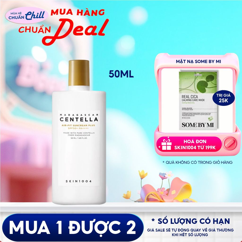 Kem Chống Nắng Lành Tính Dành Cho Da Nhạy Cảm Skin1004 Madagascar Centella Air-Fit Suncream Plus SPF50+ PA++++ 50ml