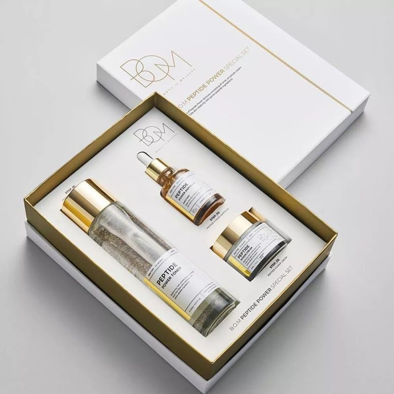 Serum B.O.M Tinh Chất Dưỡng Chiết Xuất Vàng 24K Hỗ Trợ Làm Sáng Da B.O.M Peptide Power Ampoule 30ml