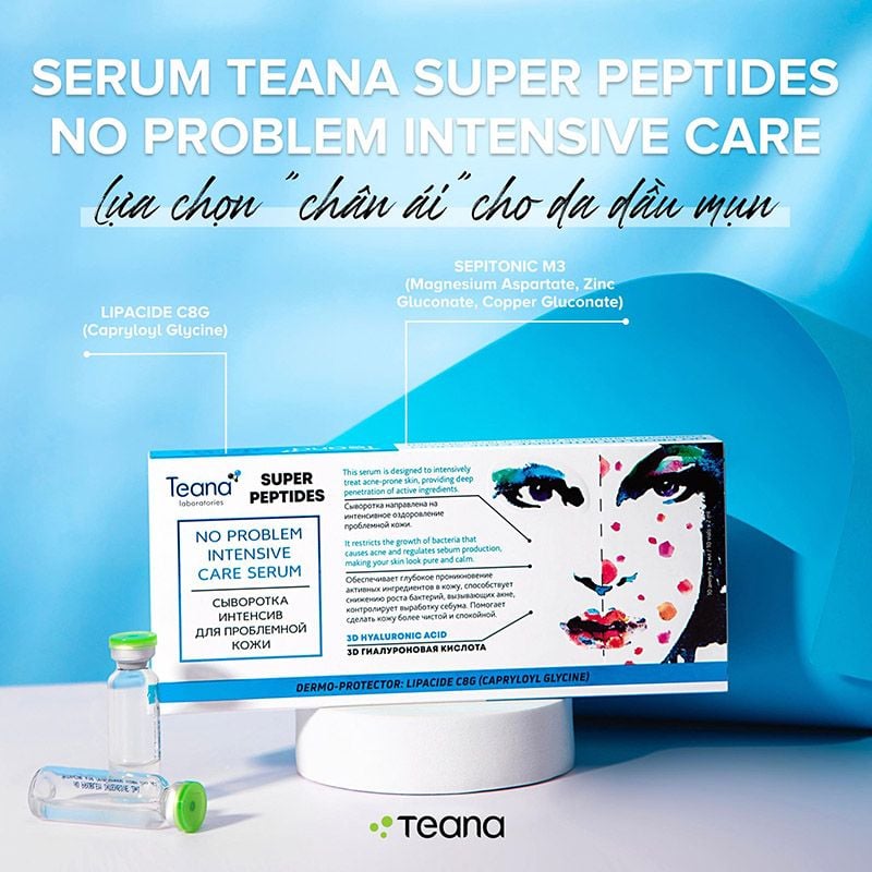 Serum Teana Hỗ Trợ Giảm Và Ngăn Ngừa Mụn Ẩn, Mụn Viêm Super Peptides No Problem Intensive Care Serum