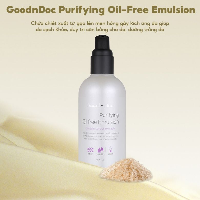 Sữa Dưỡng Ẩm GoodnDoc Làm Trắng Da, Ngăn Ngừa Lão Hóa Purifying Oil-Free Emulsion 120ml