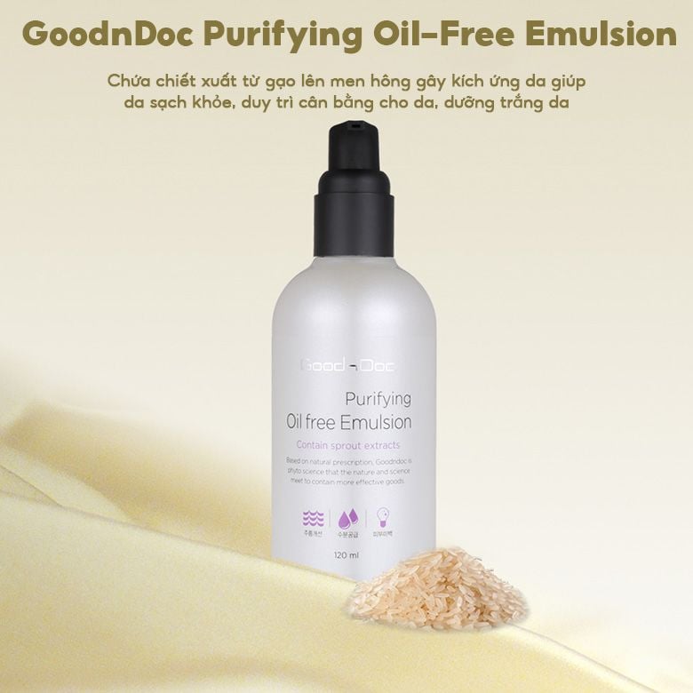 Sữa Dưỡng Ẩm Làm Trắng Da, Ngăn Ngừa Lão Hóa GoodnDoc Purifying Oil-Free Emulsion 120ml