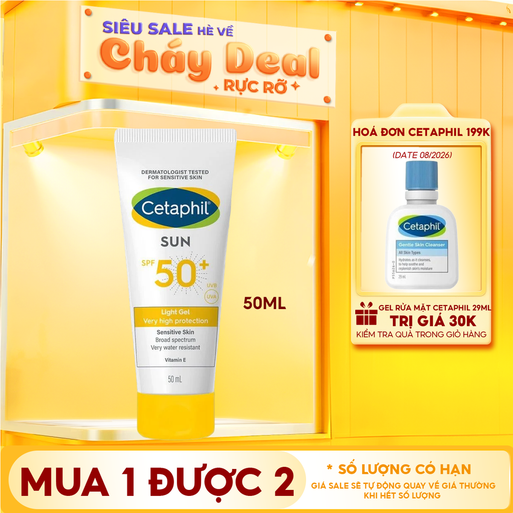 Gel Chống Nắng Cetaphil Dịu Nhẹ Dành Cho Da Nhạy Cảm Sun SPF50+ Light Gel 50ml