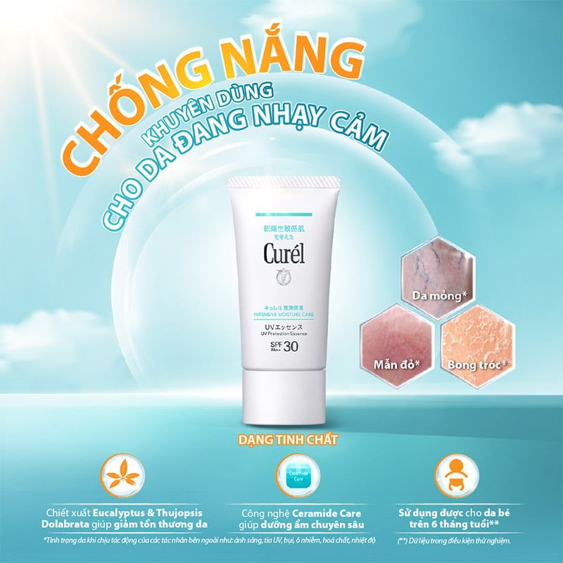 Kem Chống Nắng Curél Dạng Tinh Chất Cho Da Khô Nhạy Cảm UV Protection Essence SPF 30/PA++ 50g