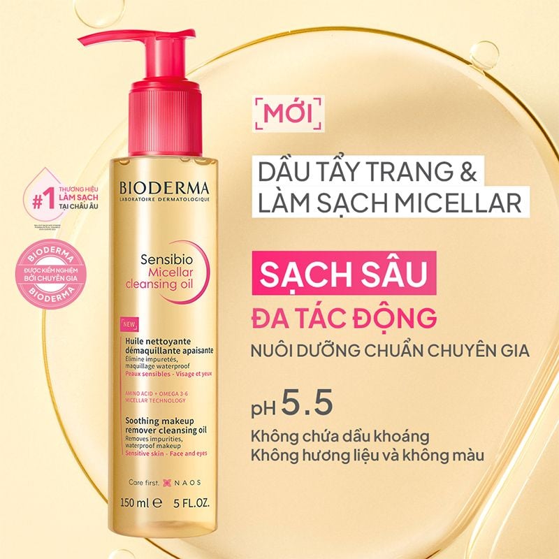 Dầu Tẩy Trang Bioderma Làm Sạch Sâu Sensibio Micellar Cleansing Oil 150ml