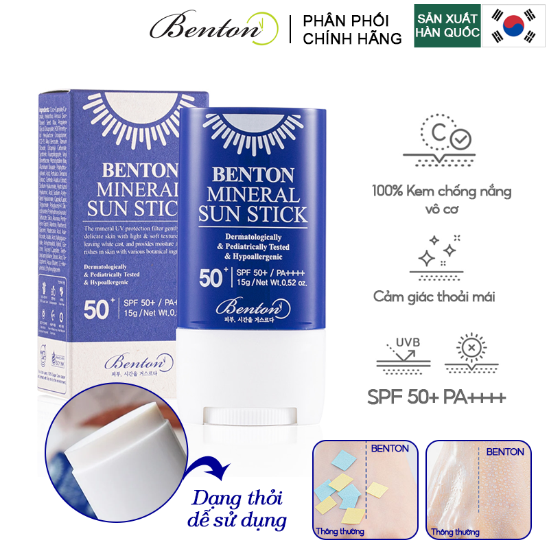 Kem Chống Nắng Vô Cơ Dạng Thỏi Benton Mineral Sun Stick SPF 50+/PA++++ 15g