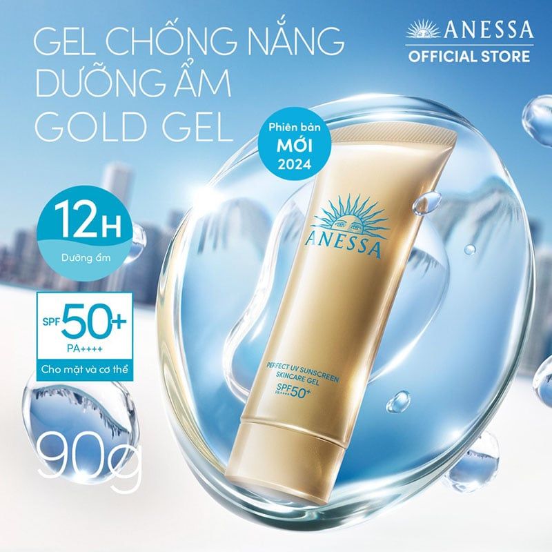 Gel Chống Nắng Anessa Dưỡng Ẩm, Bảo Vệ Da Perfect UV Sunscreen Skincare Gel SPF50+/PA++++ 90g