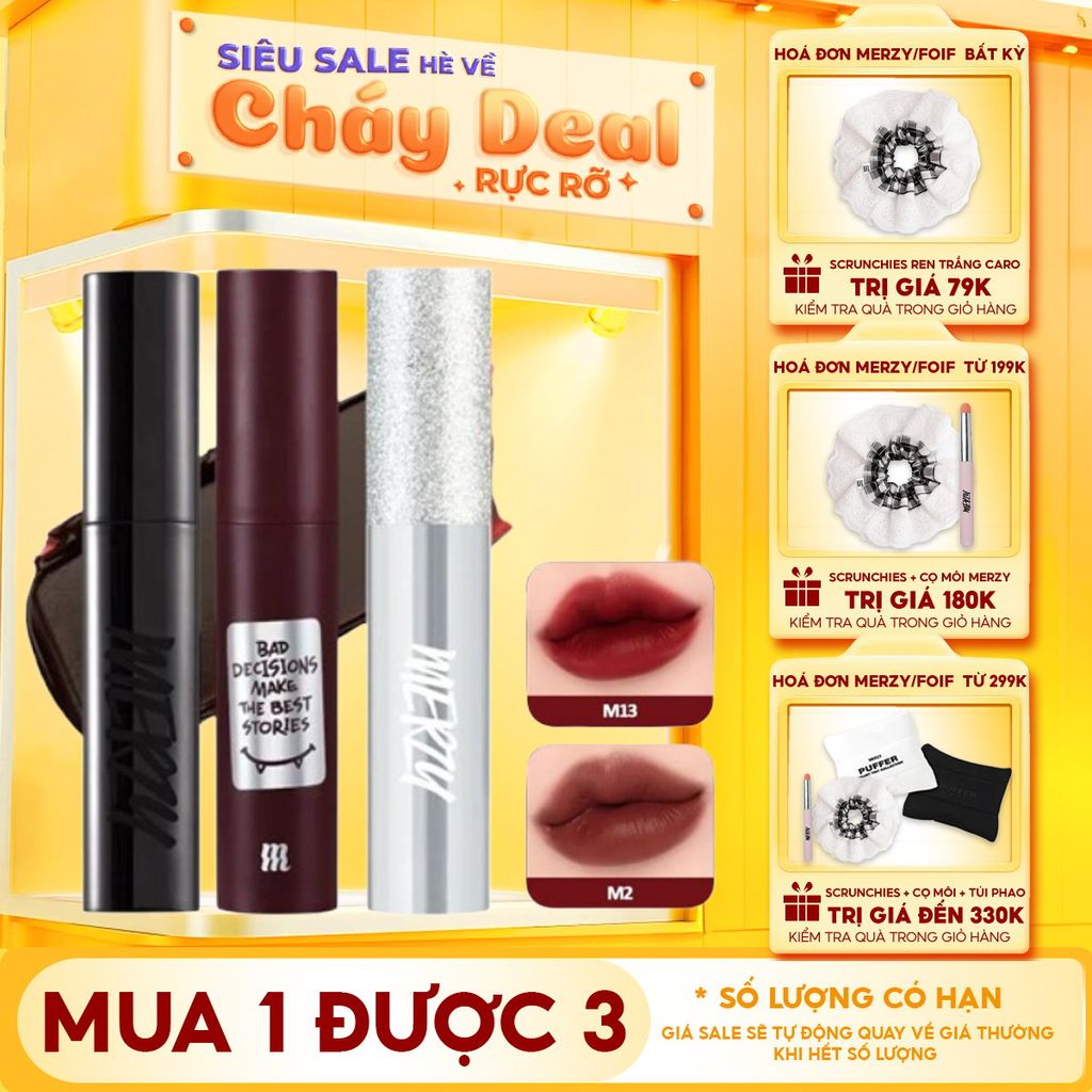 [Merzy Glam M13 Vỏ Bạc] Son Kem Siêu Lì, Mịn Môi Merzy Noir In The Mellow Tint