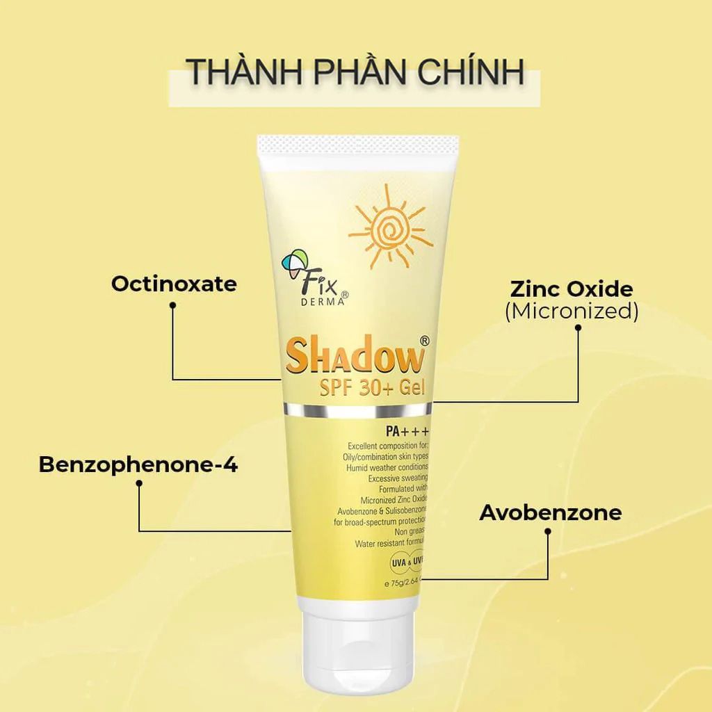 Gel Chống Nắng FIXDERMA Dưỡng Ẩm Da Shadow SPF30+ Gel 75g