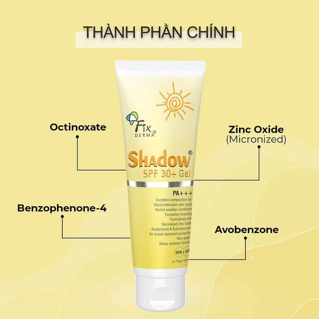 Gel Chống Nắng Dưỡng Ẩm Da FIXDERMA Shadow SPF30+ Gel 75g