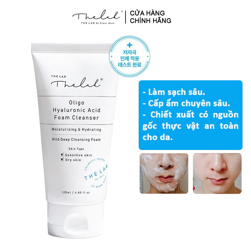 Sữa Rửa Mặt Tạo Bọt, Làm Sạch Sâu, Dưỡng Ẩm THE LAB Oligo Hyaluronic Acid Foam Cleanser 120ml