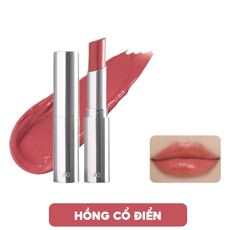 Son Thỏi Màu, Dưỡng Ẩm Cho Đôi Môi Mềm Mại Căng Bóng 3CE Glow Lip Color 3g