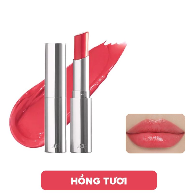 Son Thỏi Màu, Dưỡng Ẩm Cho Đôi Môi Mềm Mại Căng Bóng 3CE Glow Lip Color 3g