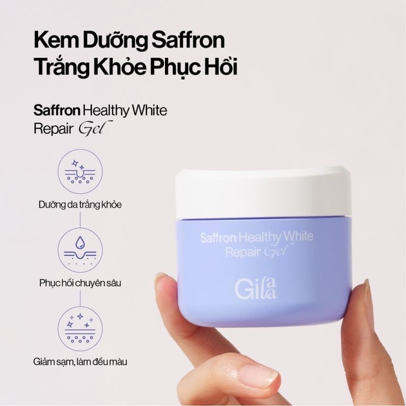 Kem Dưỡng Trắng Da, Phục Hồi Da Chiết Xuất Nhụy Hoa Nghệ Tây Gilaa Saffron Healthy White Repair Gel 50ml