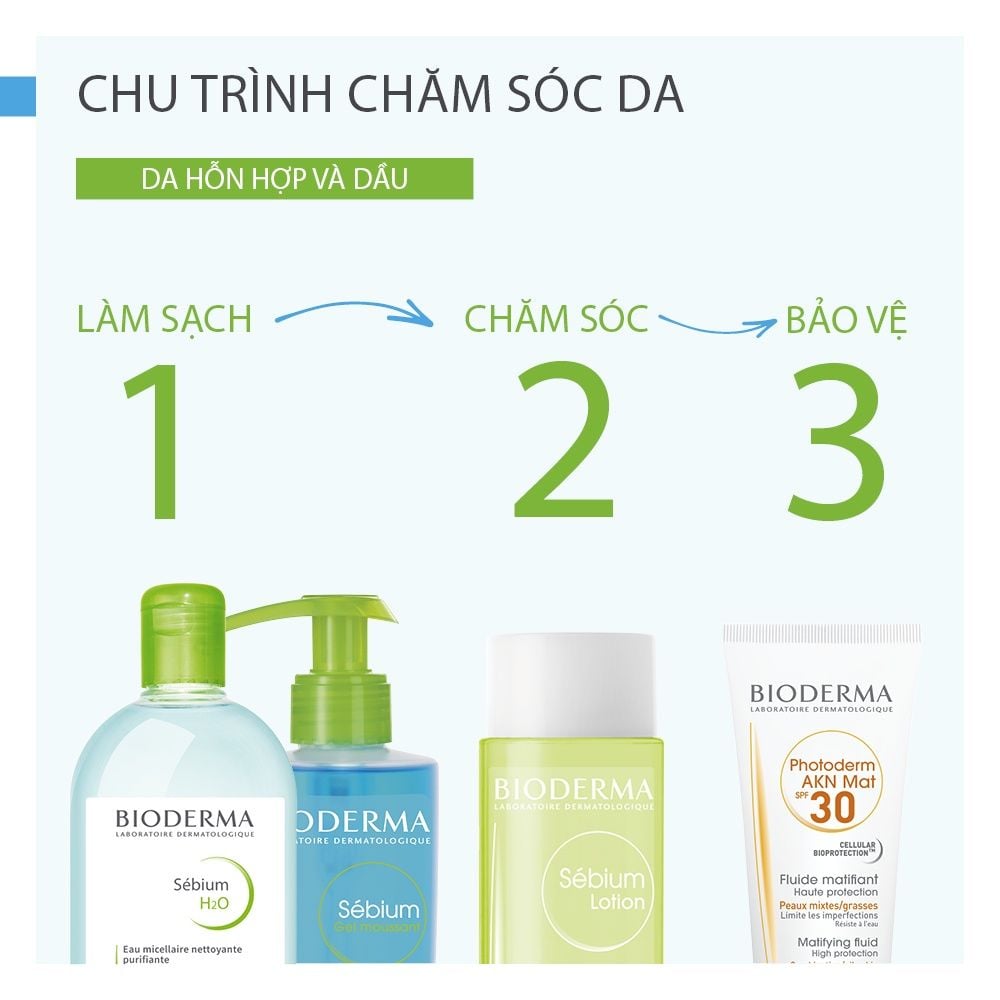 Nước Hoa Hồng Cân Bằng Bioderma Cải Thiện Mụn Cho Da Dầu, Da Hỗn Hợp Sebium Lotion