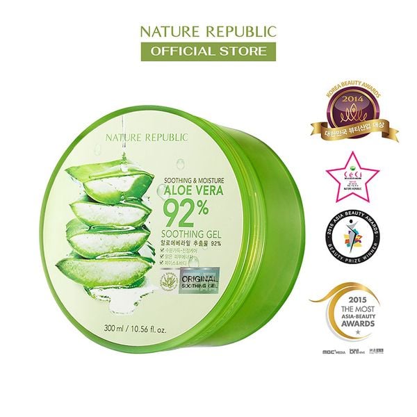  Gel Dưỡng Ẩm Nature Republic Chiết Xuất Lô Hội Cấp Ẩm & Làm Dịu Da Soothing & Moisture Aloe Vera 92% Soothing Gel 300ml 