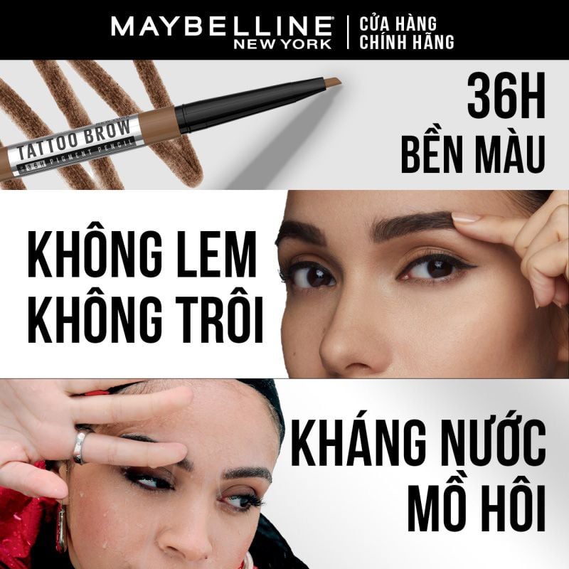 Chì Kẻ Mày Lâu Trôi, Dễ Kẻ, Lên Màu Chuẩn Maybelline Tattoo Brow Up To 36H Pigment Pencil 0.25g