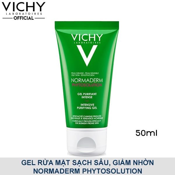 [Mini 50ml] Gel Rửa Mặt Cho Da Dầu Mụn Làm Sạch Sâu, Giảm Nhờn Vichy Normaderm Phytosolution Intensive Purifying Gel