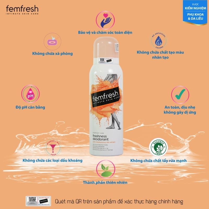 Xịt Thơm Vùng Kín Femfresh Freshness Deodorant Spray 125ml