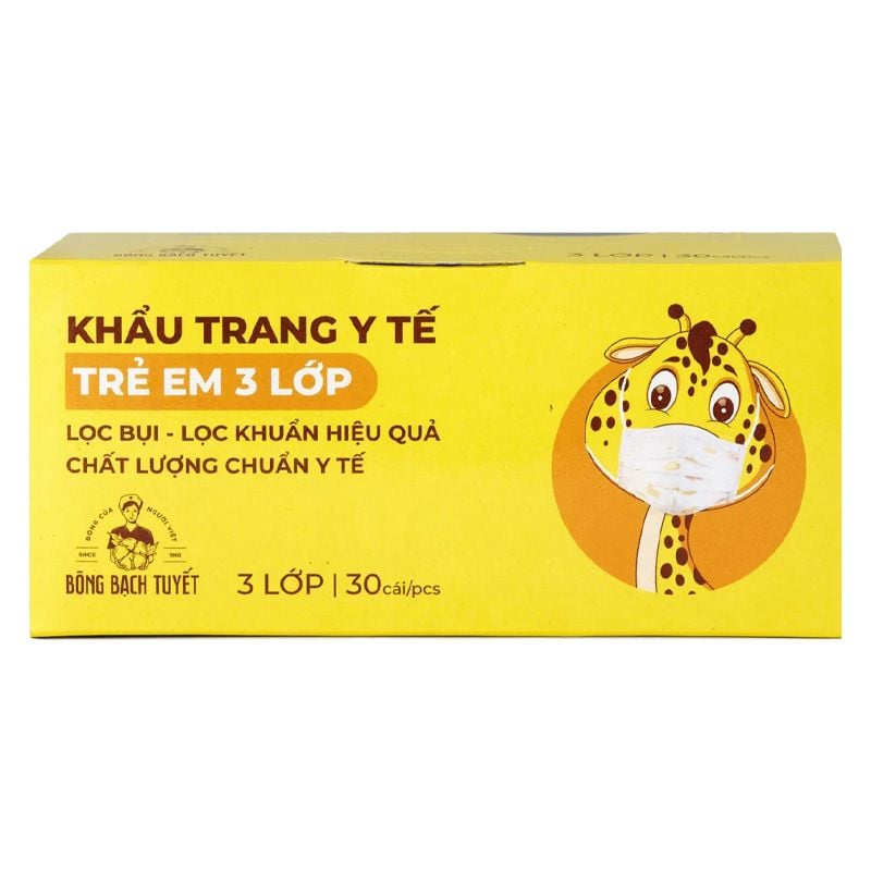 Khẩu Trang Trẻ Em 3 Lớp Bông Bạch Tuyết Merigo 3 Layers Medical Mask For Kids - Hộp 30 Cái