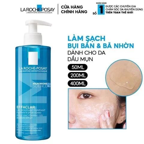 [MINI 50ML] Combol 3 Chai Sữa Rửa Mặt Dạng Gel Cho Da Dầu Mụn La Roche-Posay Effaclar Purifying Foaming Gel For Oily Sensitive Skin