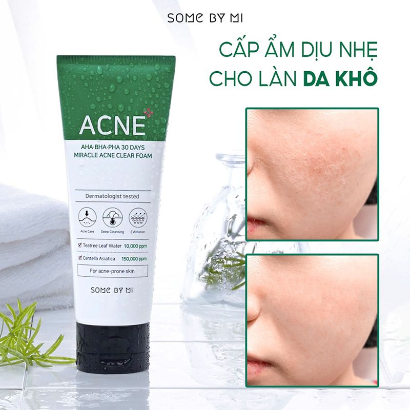 Sữa Rửa Mặt Tạo Bọt, Hạn Chế Mụn Some By Mi AHA-BHA-PHA 30 Days Miracle Acne Clear Foam 100ml