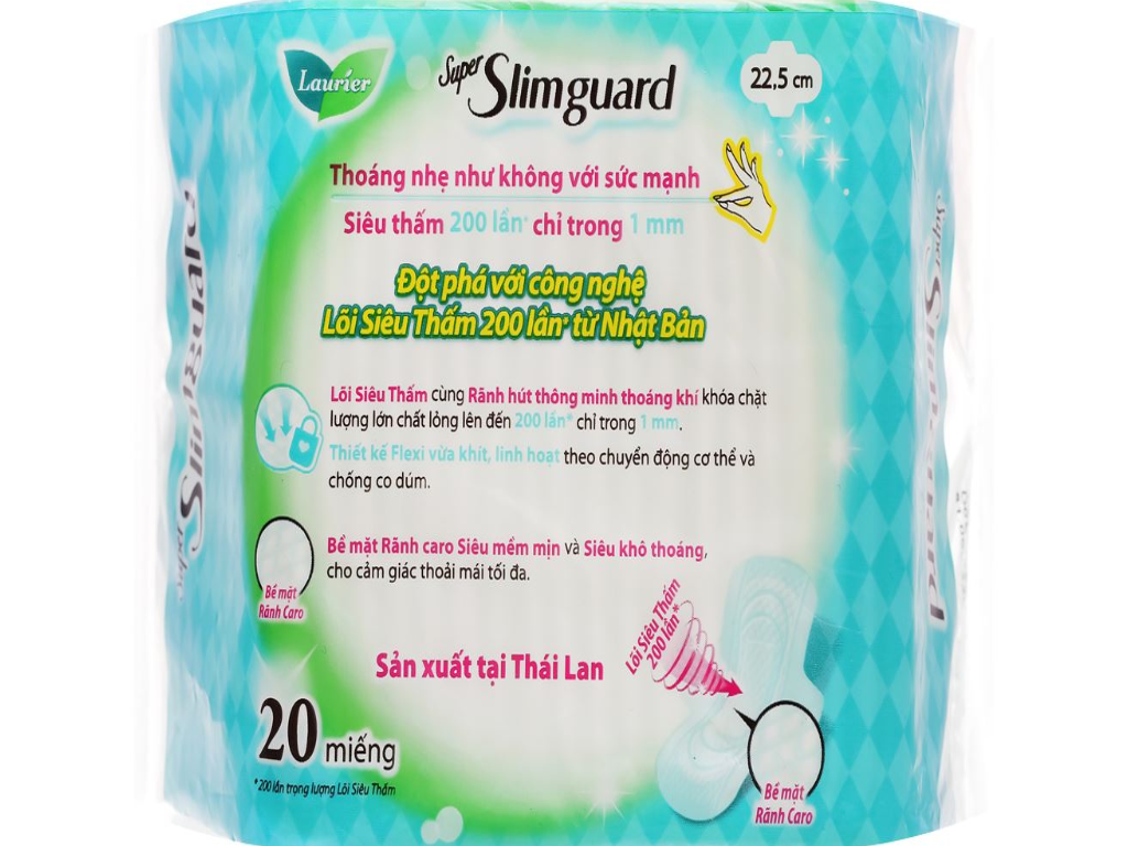 [Tặng Kèm 6 Miếng] Băng Vệ Sinh Siêu Mỏng Bảo Vệ Laurier Super Slimguard 22,5cm - 20 Miếng (Che tên sản phẩm khi giao hàng)