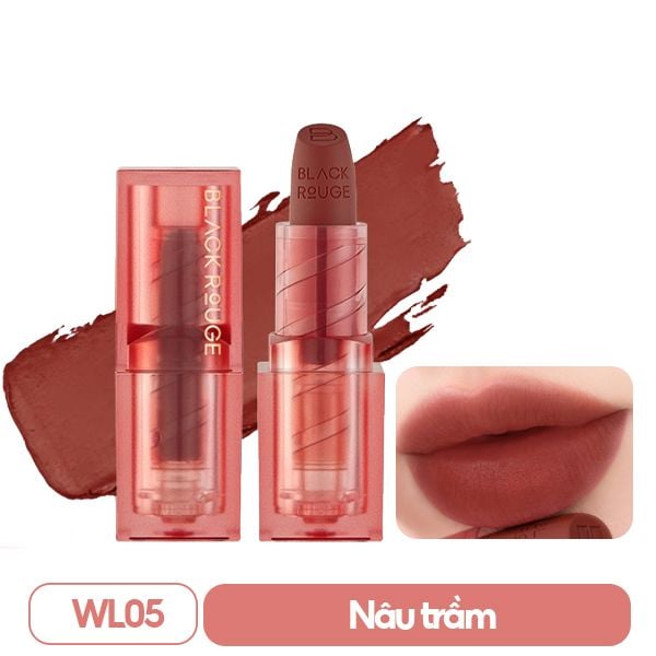 Son Thỏi Lì, Mịn Mượt Môi, Lên Màu Chuẩn Black Rouge Wearable Velvet Lipstick 4.4g