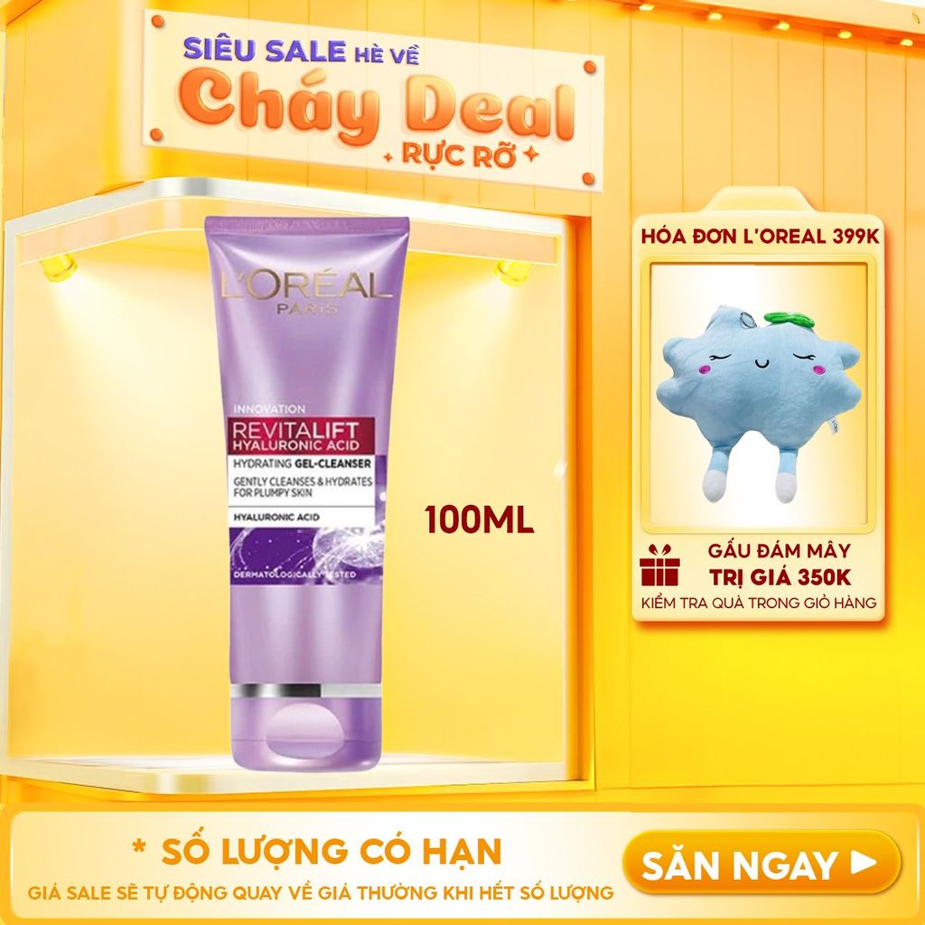 Sữa Rửa Mặt L'oreal Cấp Ẩm Revitalift Hyaluronic Acid Hydrating Gel Cleanser 100ml
