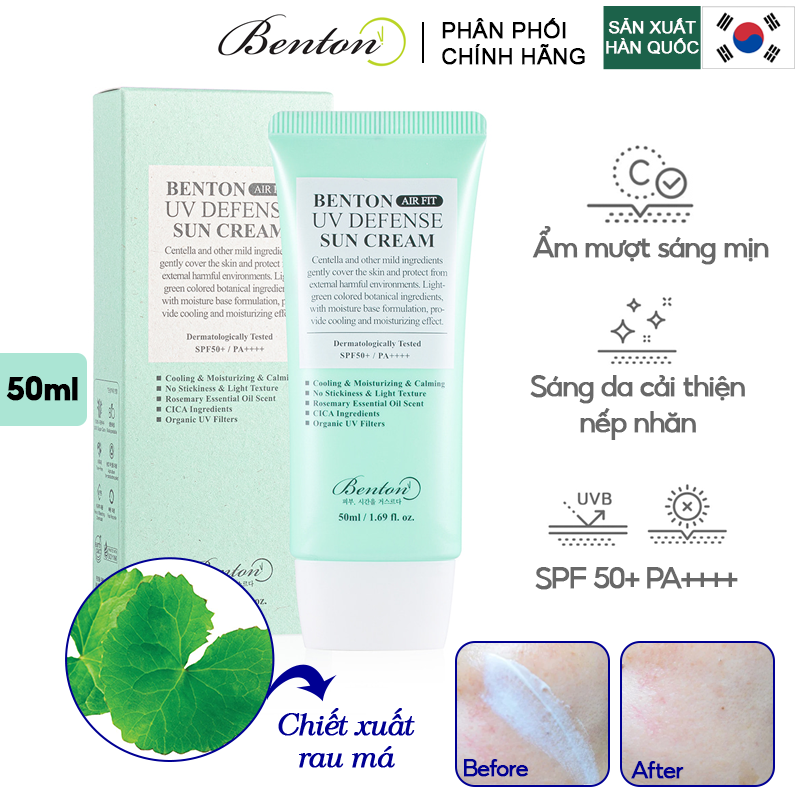 Kem Chống Nắng Benton Dưỡng Sáng Da, Cải Thiện Nếp Nhăn UV Defense Sun Cream SPF50+ PA++++ 50ml