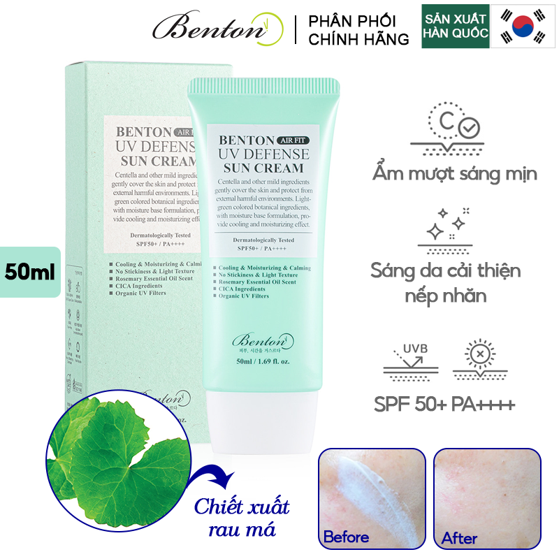 Kem Chống Nắng Dưỡng Sáng Da, Cải Thiện Nếp Nhăn Benton UV Defense Sun Cream SPF50+ PA++++ 50ml