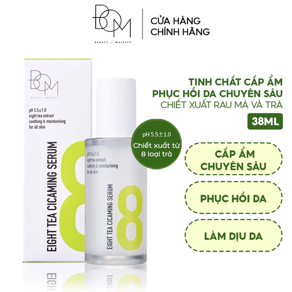  Serum B.O.M Tinh Chất Cấp Ẩm, Hỗ Trợ Phục Hồi Da Chuyên Sâu Chiết Xuất Rau Má Và Trà Eight Tea Cicaming Serum 38ml 