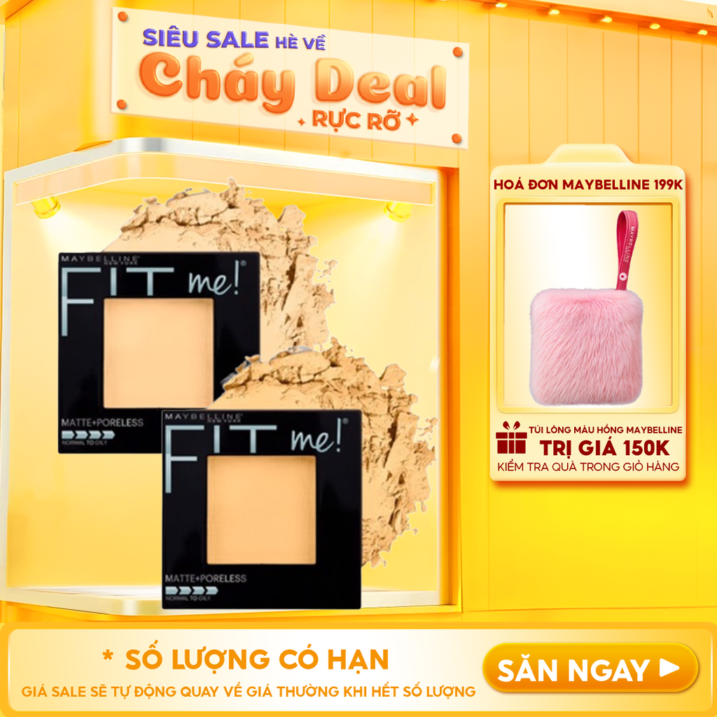 Phấn Phủ Maybelline Dạng Nén Mịn Lì, Kiềm Dầu Hiệu Quả Fit Me Matte Poreless Powder 8.5g (Hộp Vuông)
