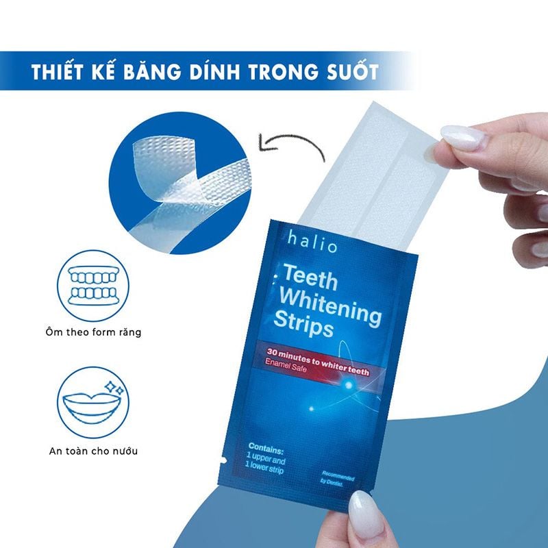 Miếng Dán Trắng Răng An Toàn Ít Ê Buốt Halio Teeth Whitening