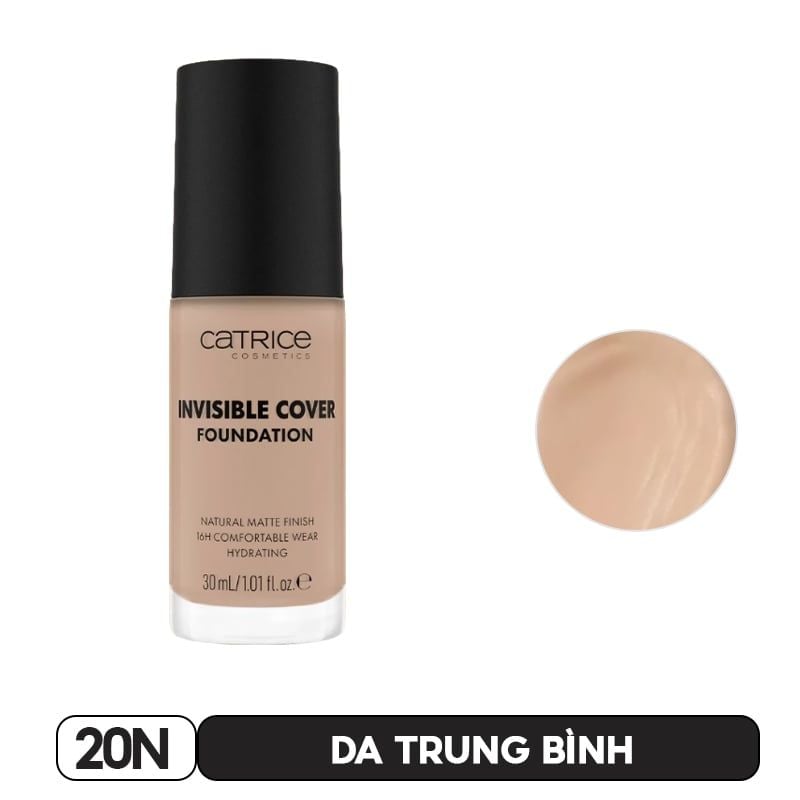 Kem Nền Kiềm Dầu, Mịn Lì Catrice Invisible Cover Foundation 30ml