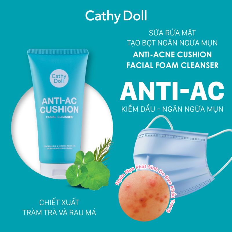 Sữa Rửa Mặt Tạo Bọt Giúp Làm Sạch Sâu Cathy Doll Cushion Facial Foam Cleanser 120ml